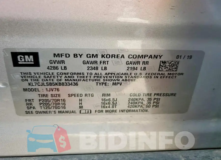KL7CJLSB5KB833436 Photo# 13