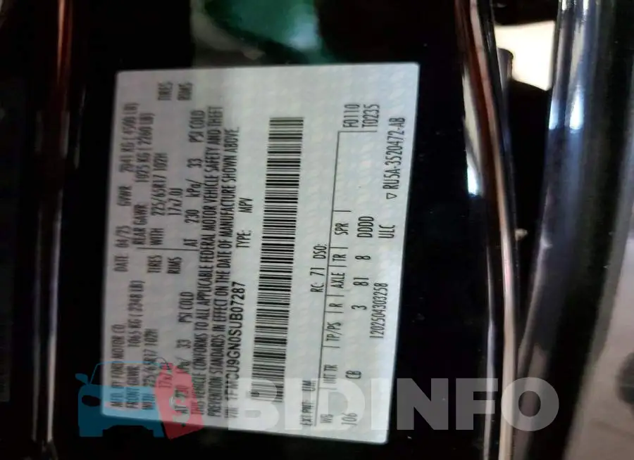1FMCU9GN0SUB07287 Photo# 14
