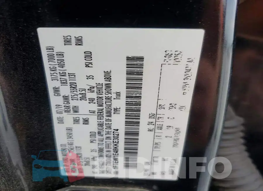 1FTEW1E48KKE30274 Photo# 12