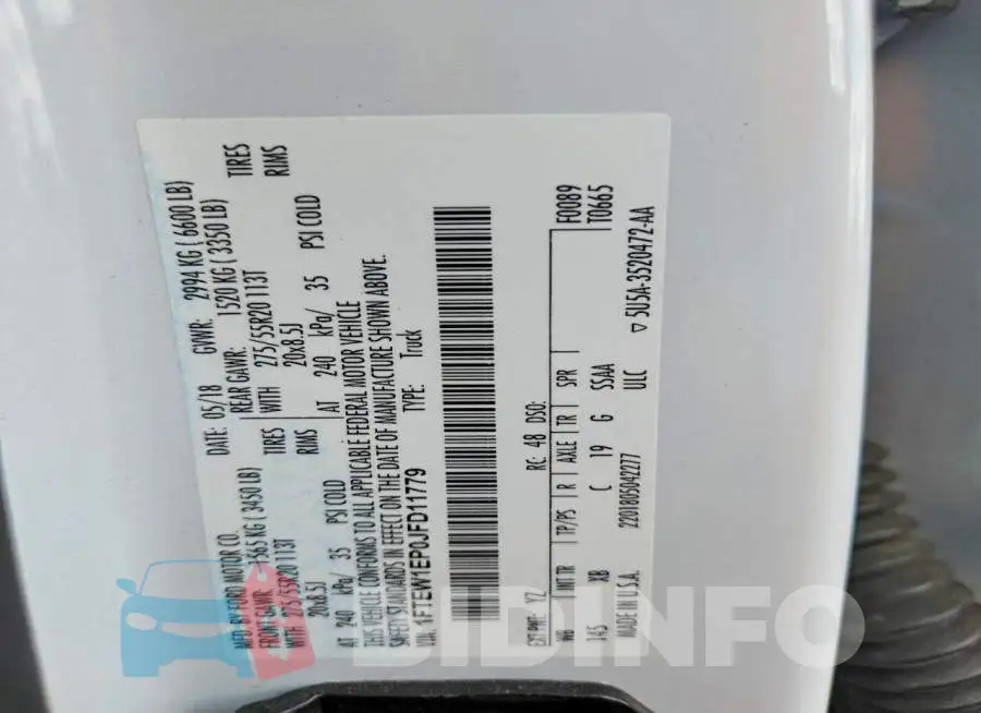 1FTEW1EP0JFD11779 Photo# 12