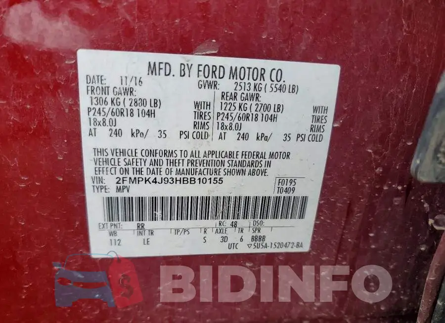 2FMPK4J93HBB10155 Photo# 13