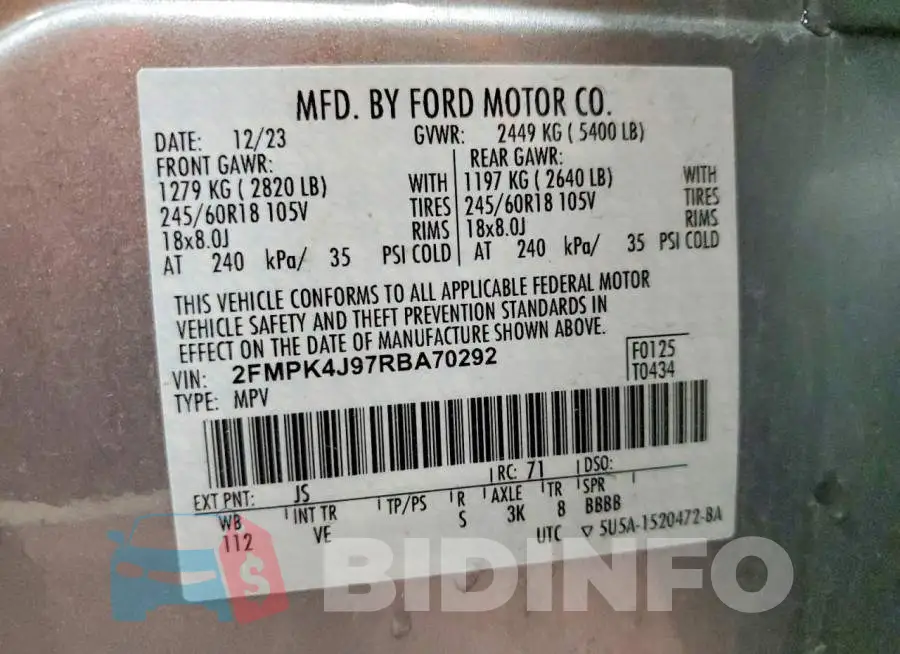 2FMPK4J97RBA70292 Photo# 13