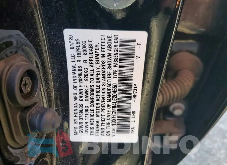 19XFC2F84LE204550 Photo# 12