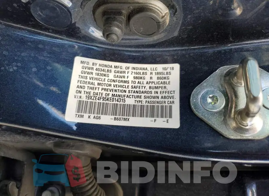 19XZE4F95KE014315 Photo# 12
