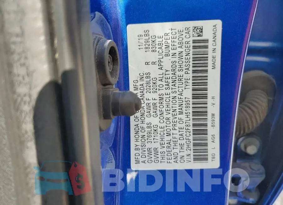 2HGFC2F87LH518957 Photo# 13