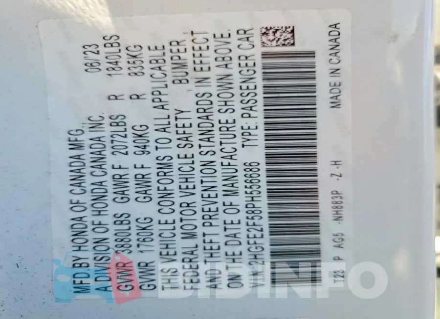 2HGFE2F58PH556686 Photo# 12