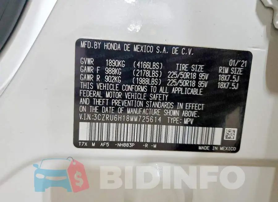 3CZRU6H18MM725614 Photo# 13