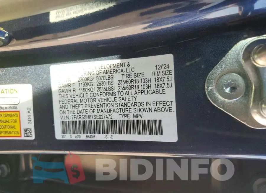 7FARS5H87SE027472 Photo# 13