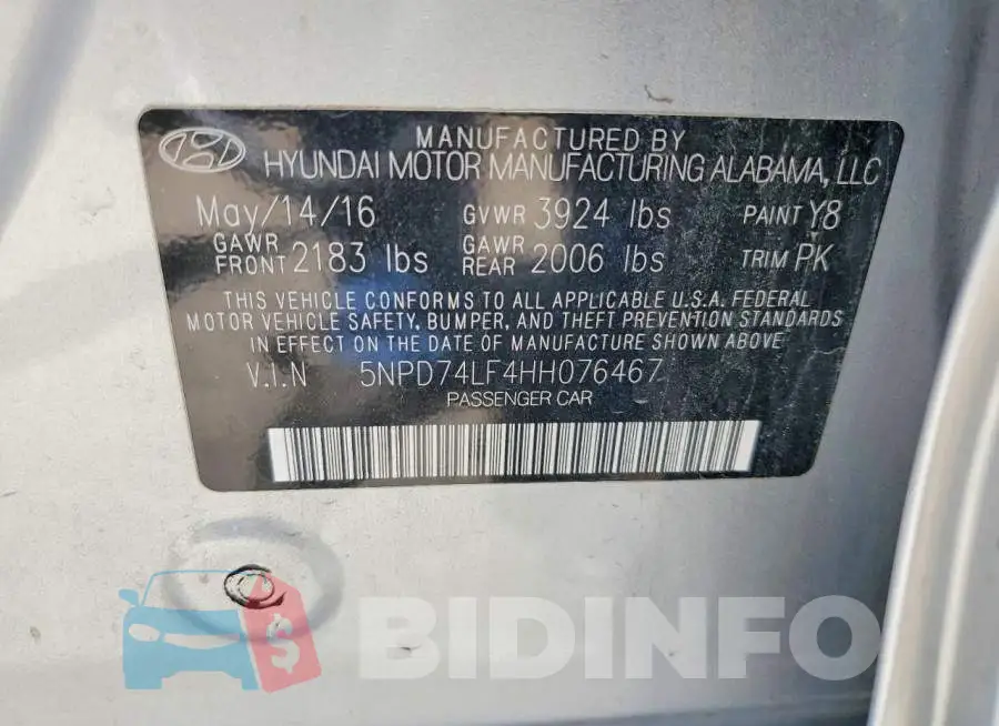 5NPD74LF4HH076467 Photo# 12
