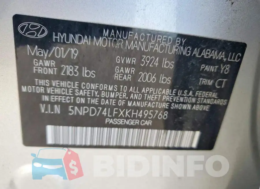5NPD74LFXKH495768 Photo# 13