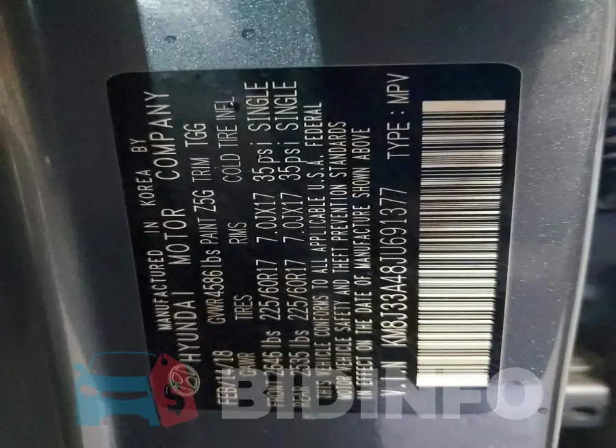 KM8J33A48JU691377 Photo# 13