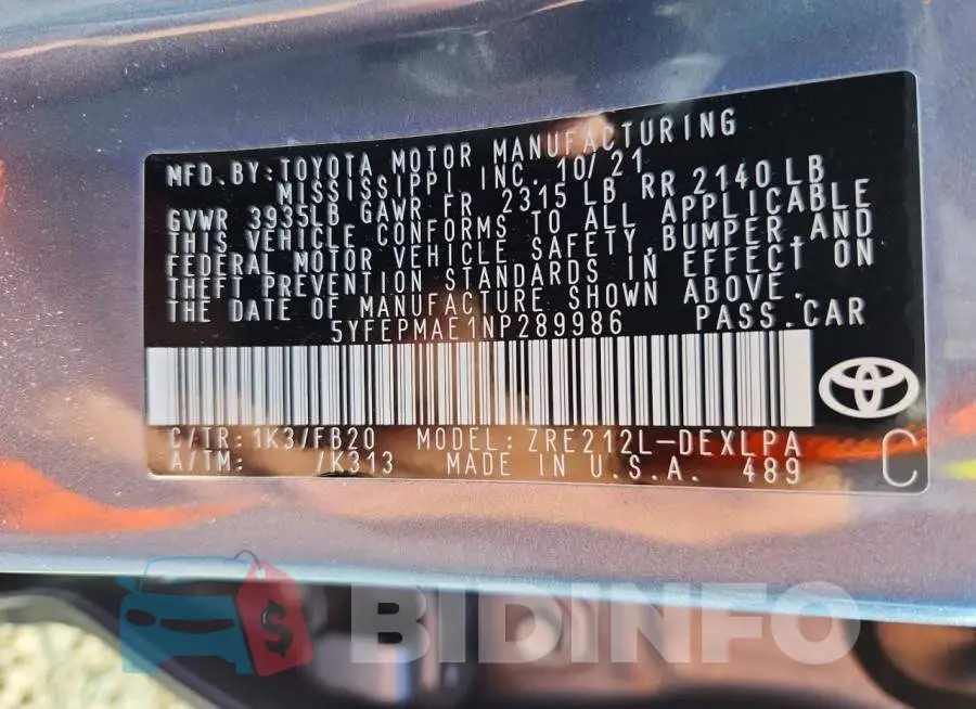 5YFEPMAE1NP289986 Photo# 12