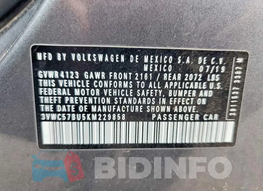 3VWC57BU5KM229858 Photo# 12