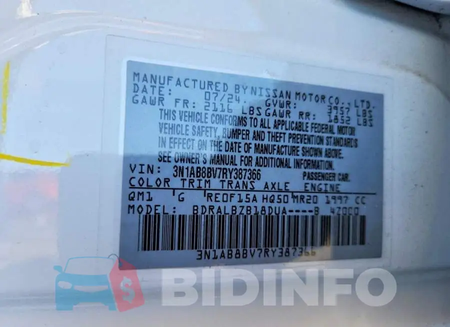 3N1AB8BV7RY387366 Photo# 13