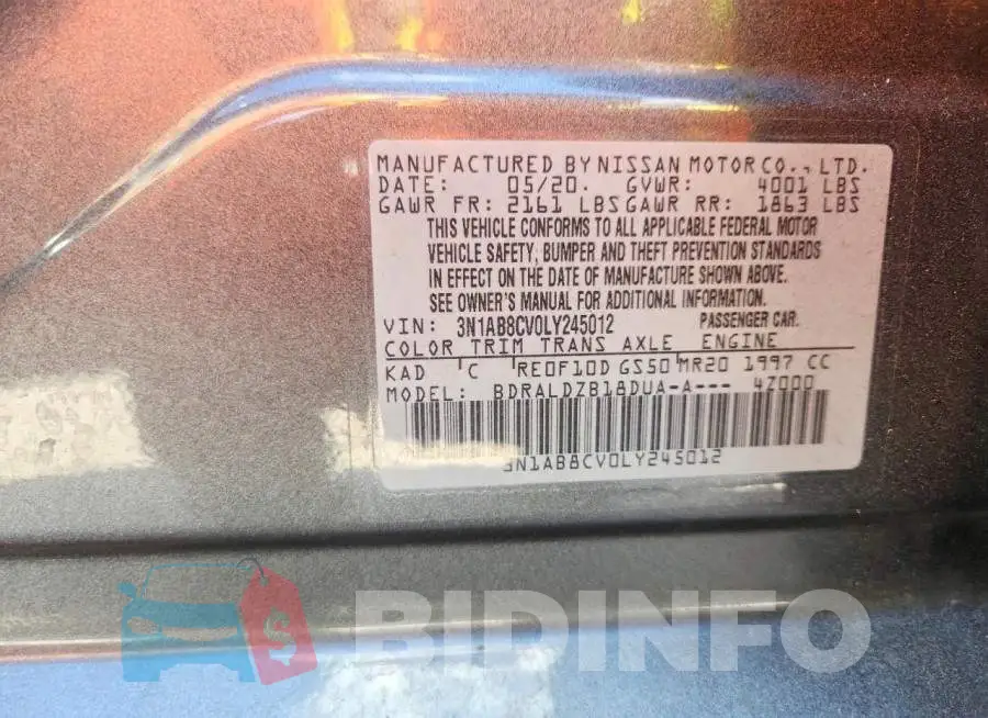 3N1AB8CV0LY245012 Photo# 12