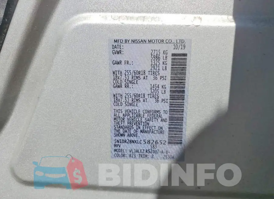 5N1DR2BNXLC582652 Photo# 14