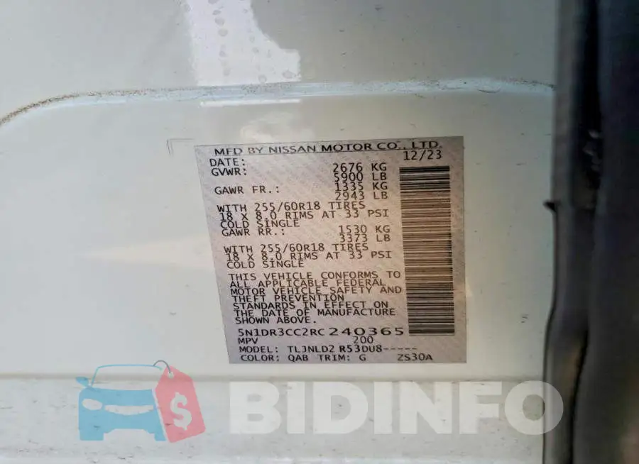 5N1DR3CC2RC240365 Photo# 12