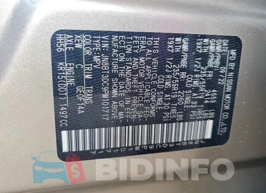 JN8BT3DC9PW101717 Photo# 13