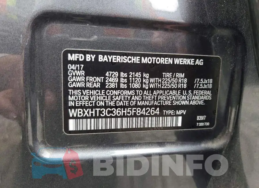 WBXHT3C36H5F84264 Photo# 12