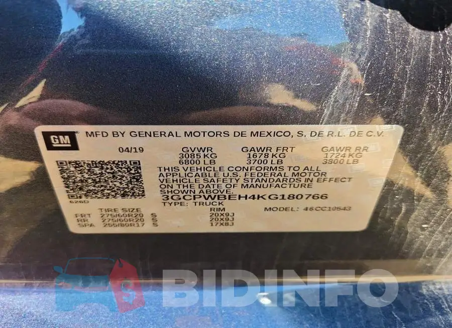 3GCPWBEH4KG180766 Photo# 12