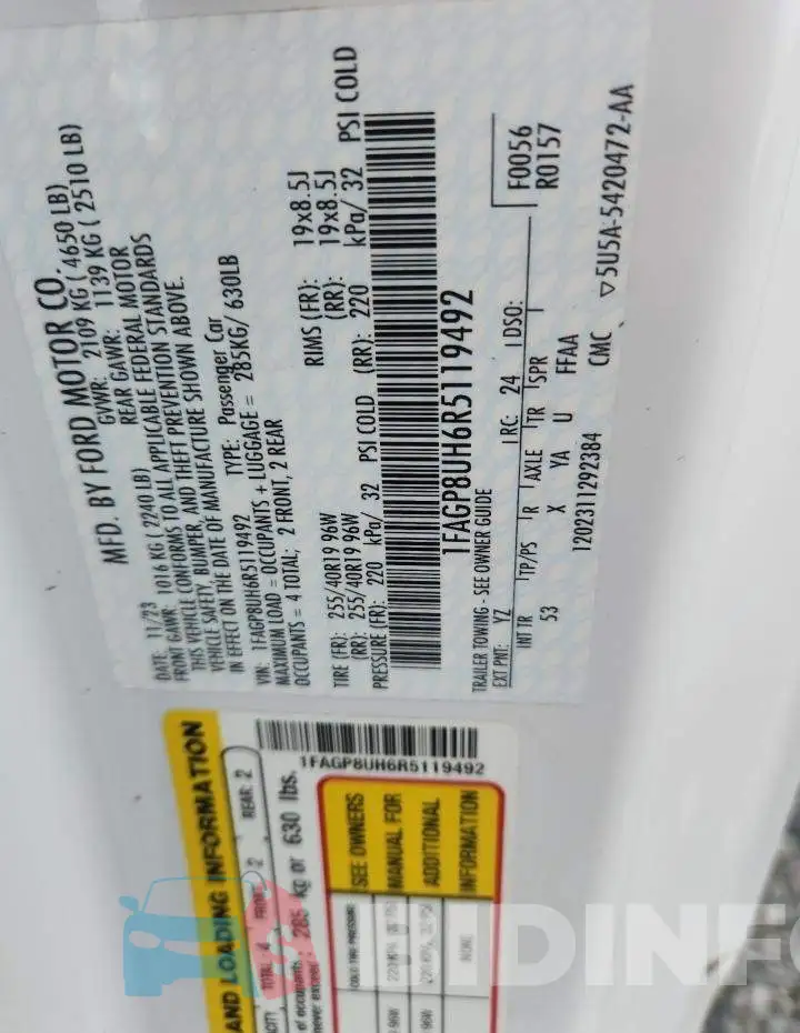 1FAGP8UH6R5119492 Photo# 12