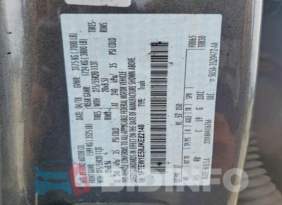 1FTEW1E58JKE22148 Photo# 12