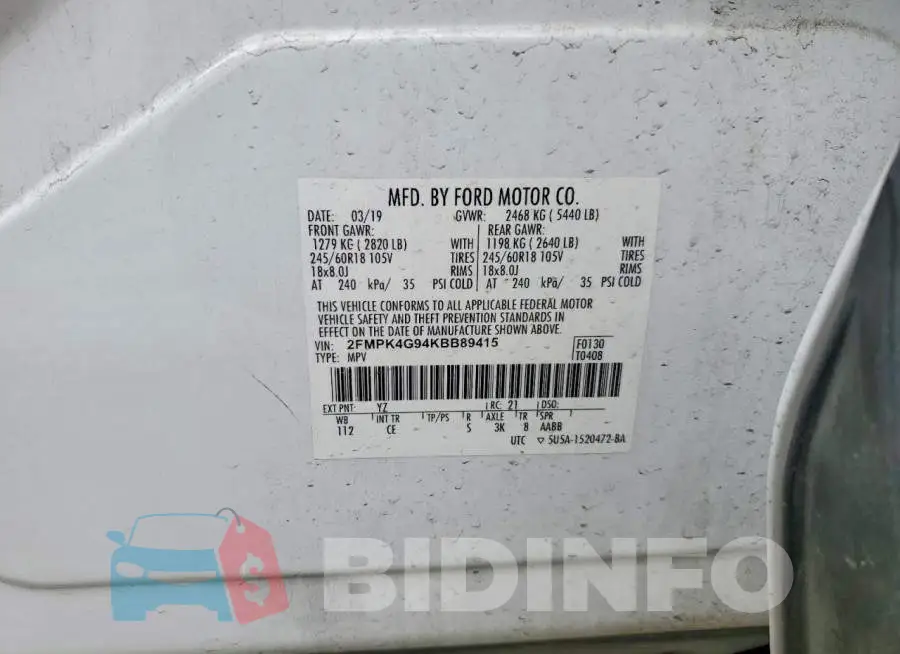 2FMPK4G94KBB89415 Photo# 13