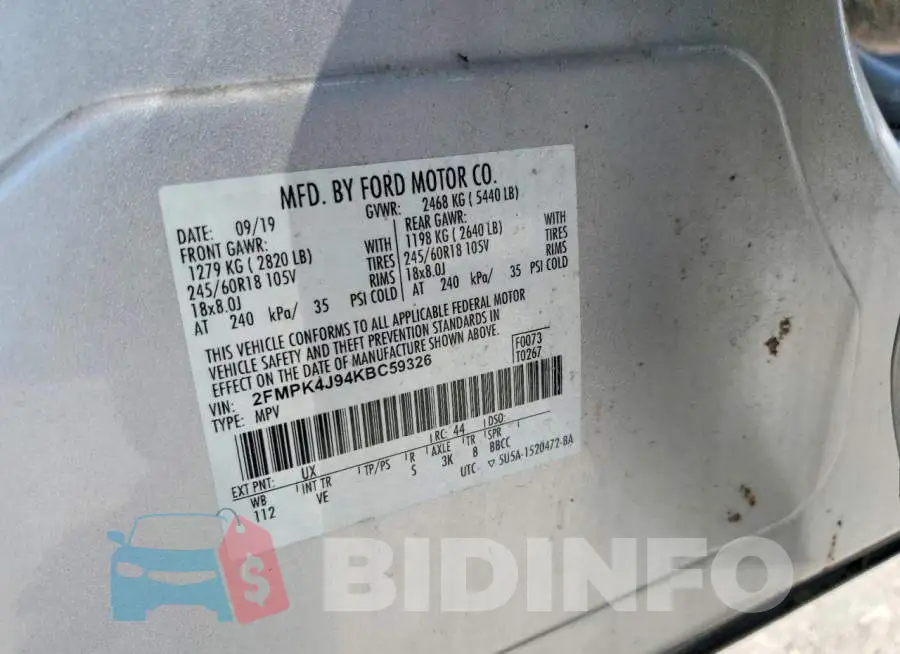 2FMPK4J94KBC59326 Photo# 14