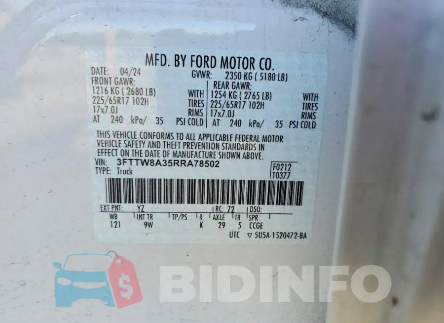 3FTTW8A35RRA78502 Photo# 12