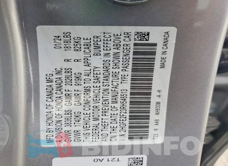 2HGFE2F23RH546513 Photo# 13