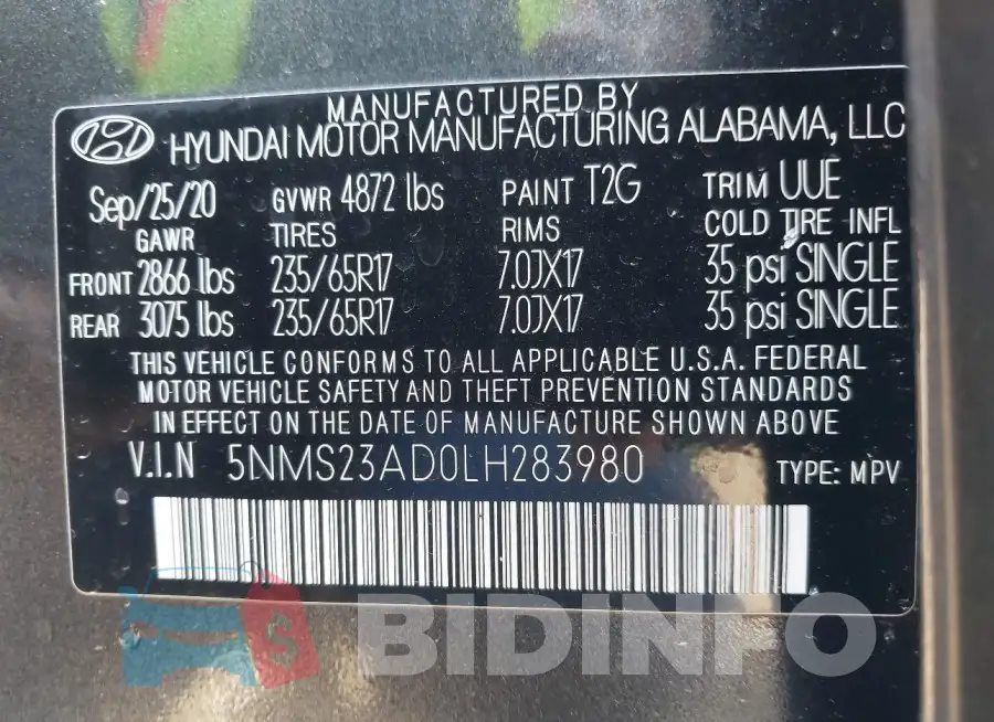 5NMS23AD0LH283980 Photo# 9