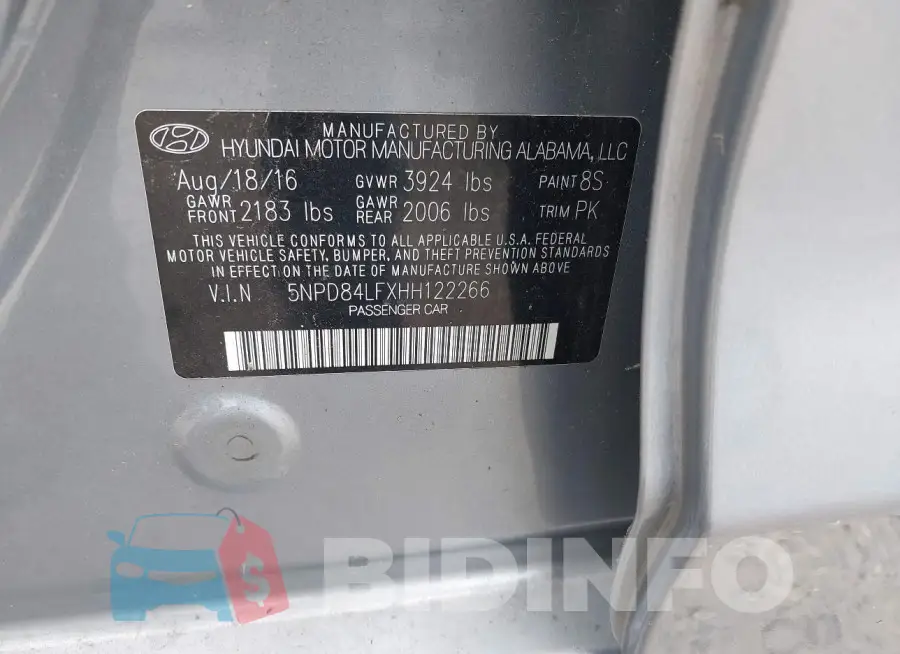 5NPD84LFXHH122266 Photo# 9