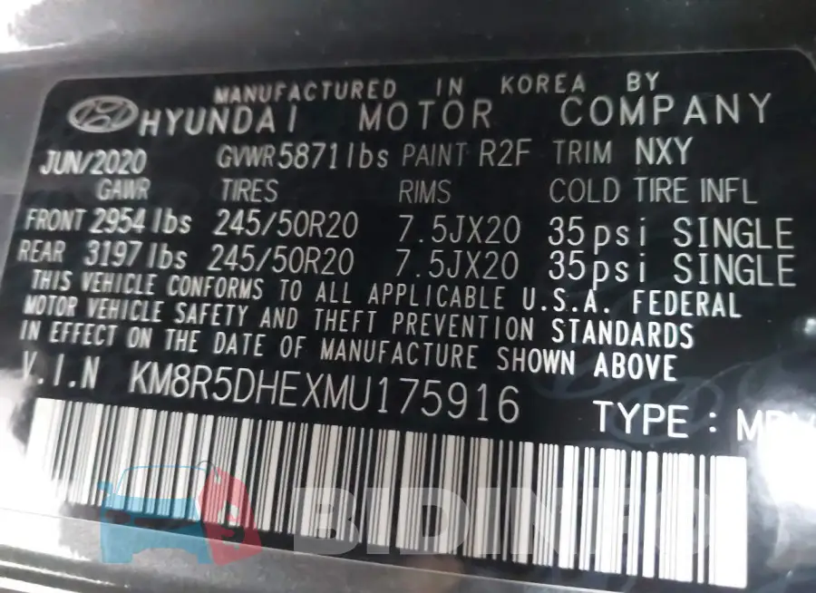 KM8R5DHEXMU175916 Photo# 9
