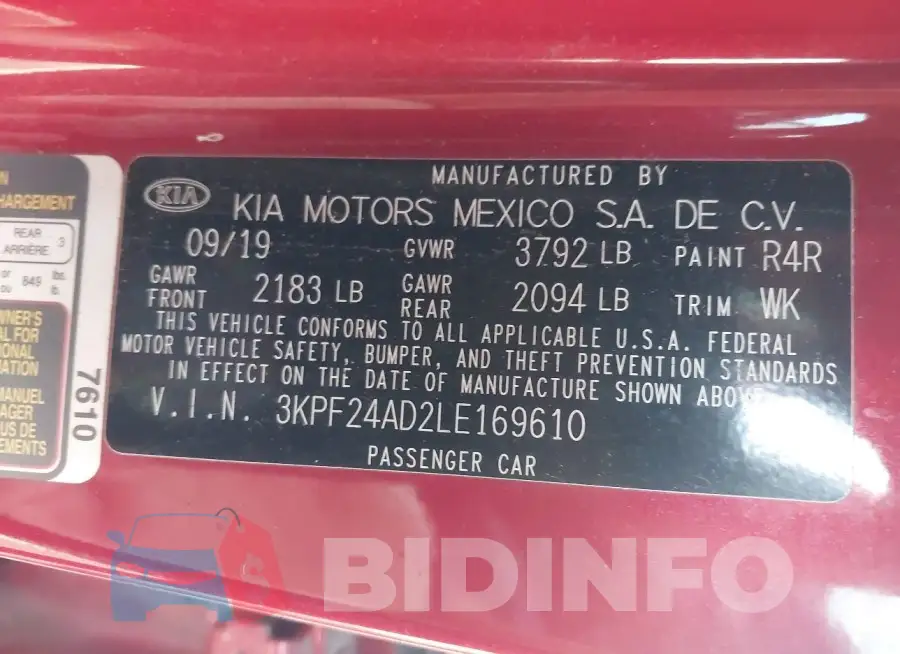 3KPF24AD2LE169610 Photo# 9