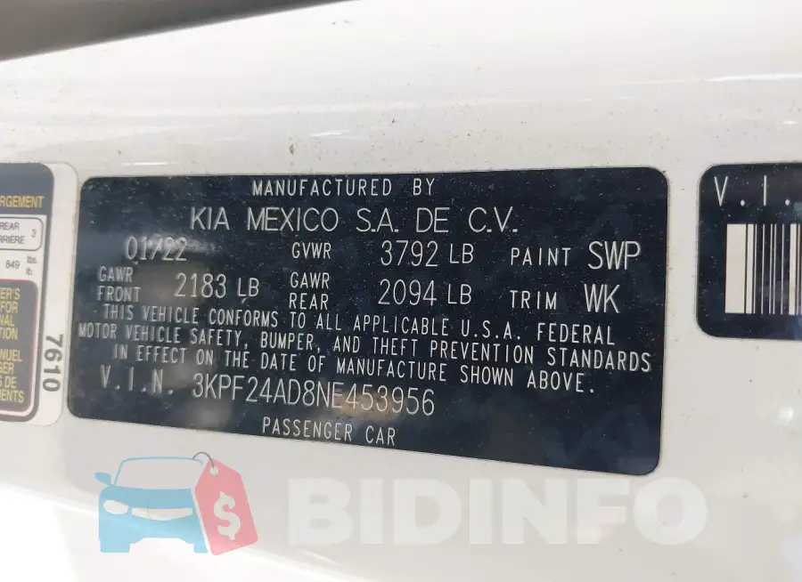 3KPF24AD8NE453956 Photo# 9