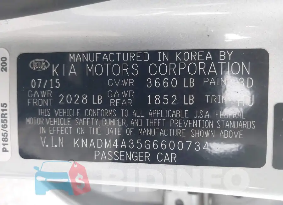 KNADM4A35G6600734 Photo# 9