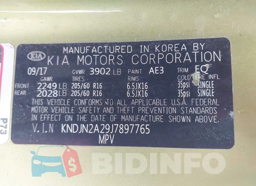 KNDJN2A29J7897765 Photo# 9