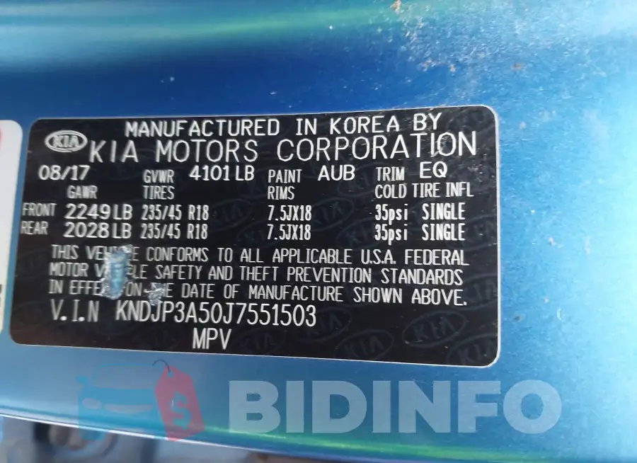KNDJP3A50J7551503 Photo# 9