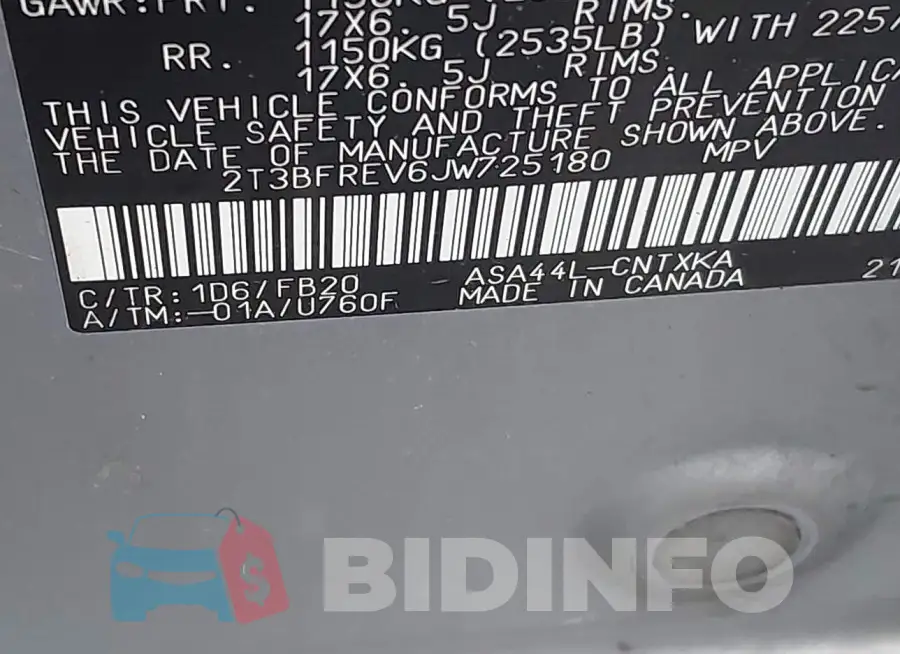 2T3BFREV6JW725180 Photo# 9