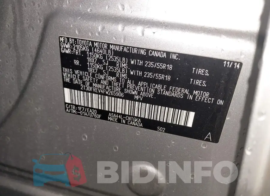 2T3DFREV4FW265906 Photo# 9