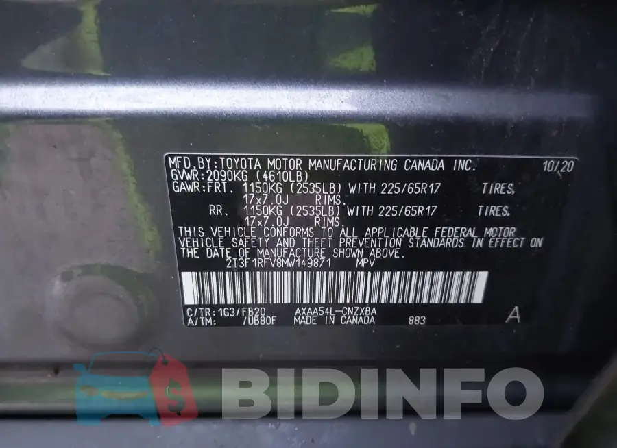 2T3F1RFV8MW149871 Photo# 9