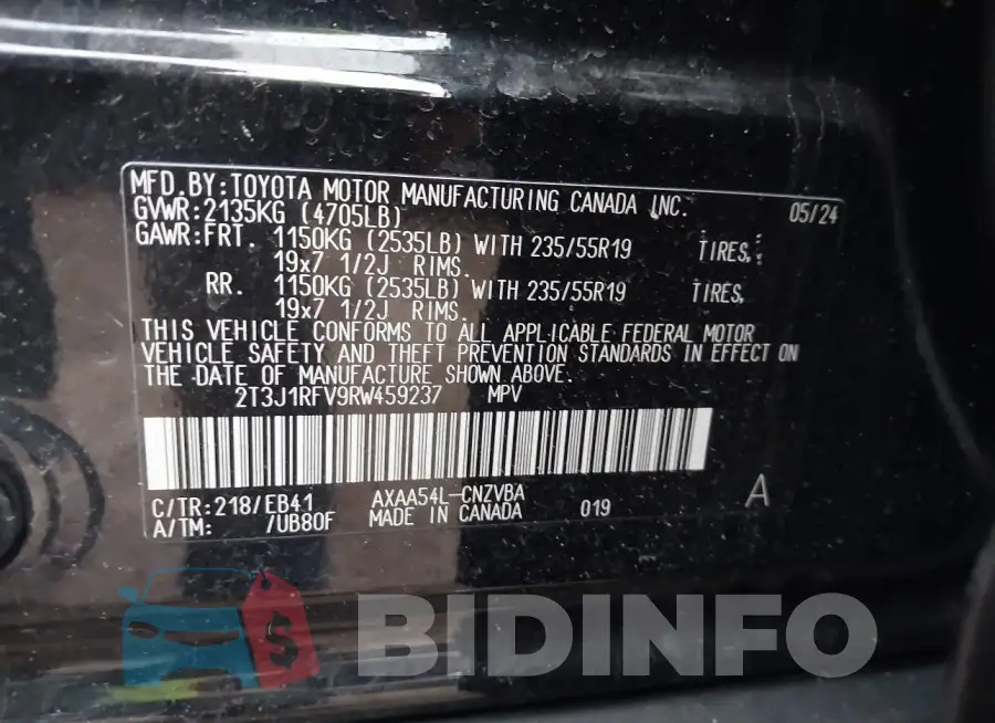 2T3J1RFV9RW459237 Photo# 9
