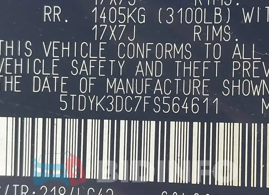 5TDYK3DC7FS564611 Photo# 9