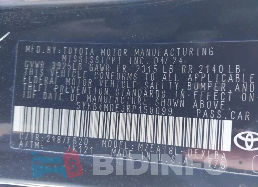 5YFB4MDE3RP158099 Photo# 9