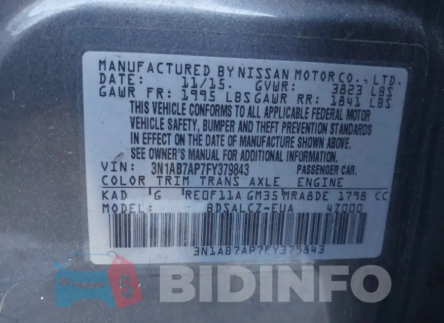 3N1AB7AP7FY379843 Photo# 9