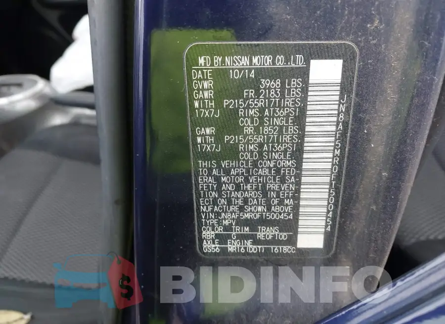 JN8AF5MR0FT500454 Photo# 9