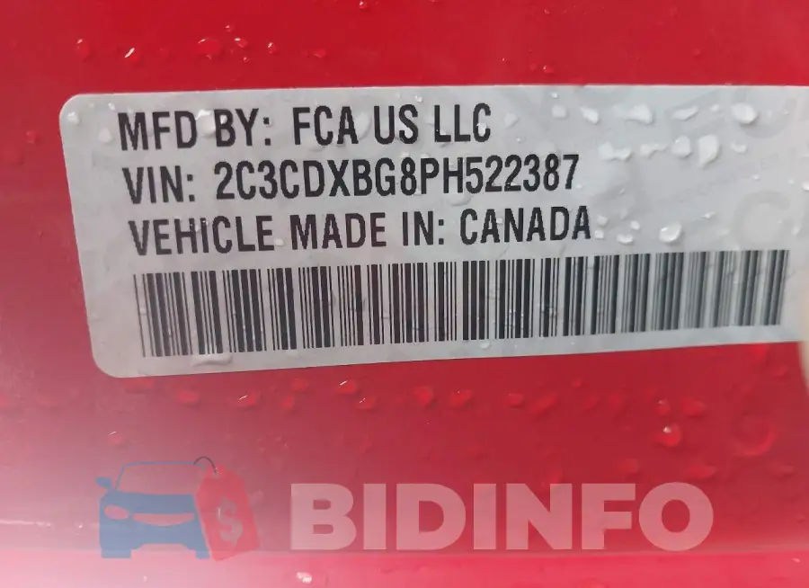 2C3CDXBG8PH522387 Photo# 9