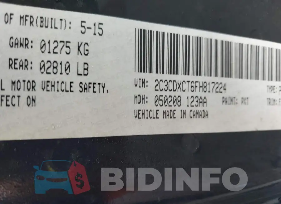 2C3CDXCT6FH817224 Photo# 9