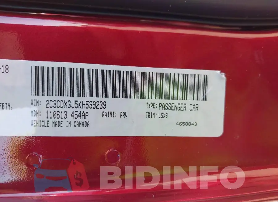 2C3CDXGJ5KH539239 Photo# 9