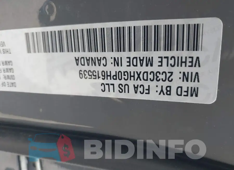 2C3CDXHG0PH615539 Photo# 9